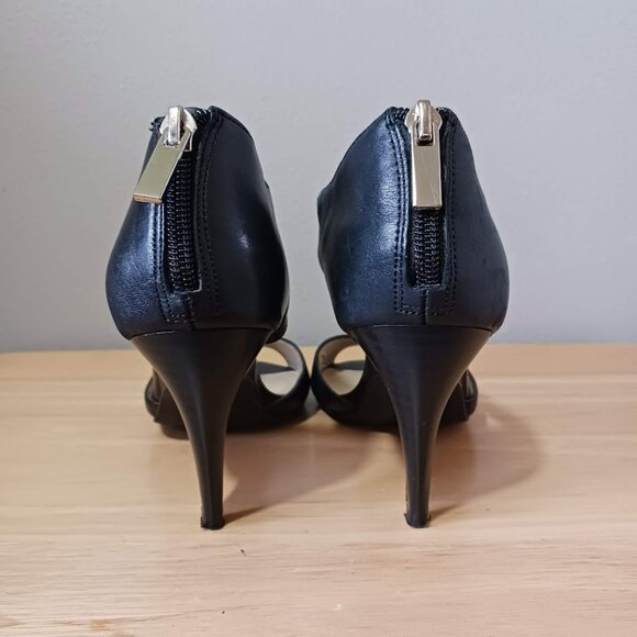 INC International Concepts Black Peep Toe Heels Zipper Back Size 6 - Picture 4 of 9